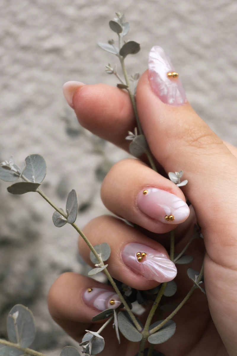 An elegant manicure with botanical detail